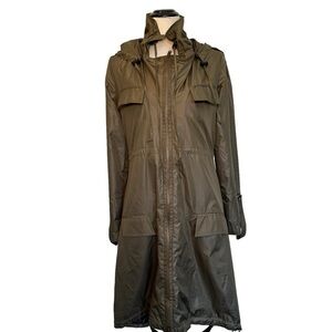 Morphine Generation olive green long windbreaker hooded jacket